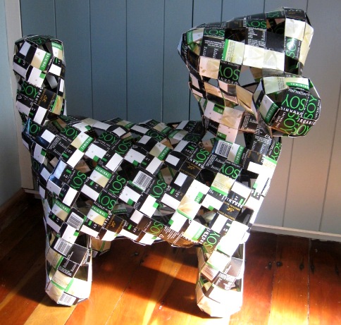 A dog...of sorts. It's constructed using 100% Tetra-Pak drink containers